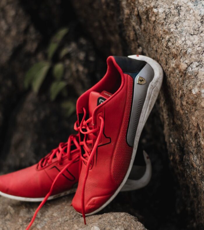 red sneakers
